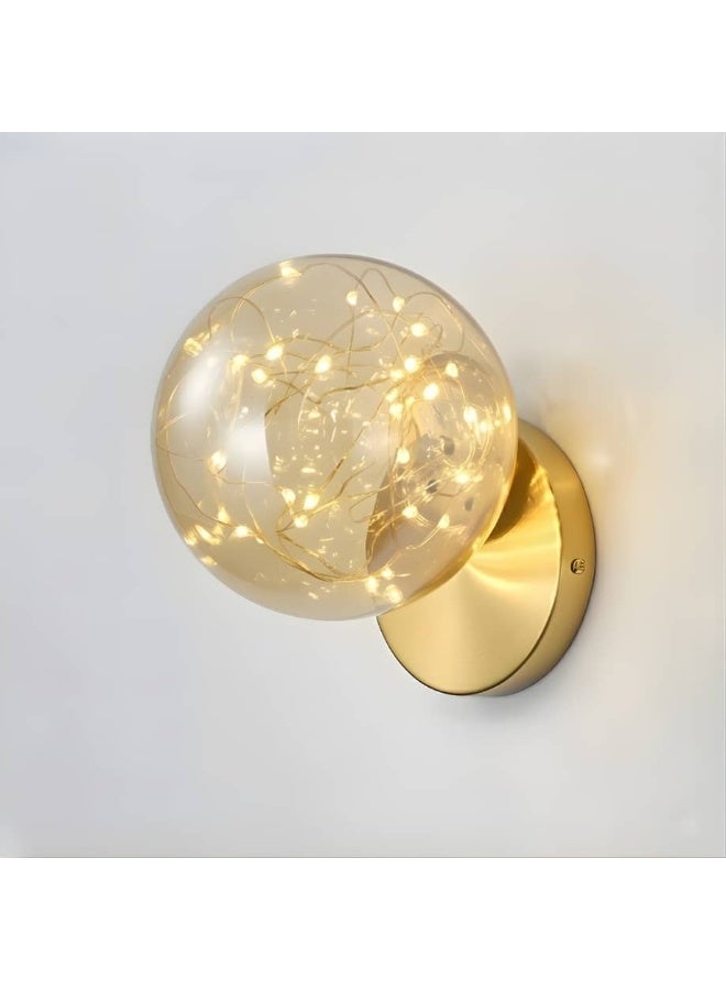 BAB Modern LED wall sconce with a gold base and glass ball - Image 1